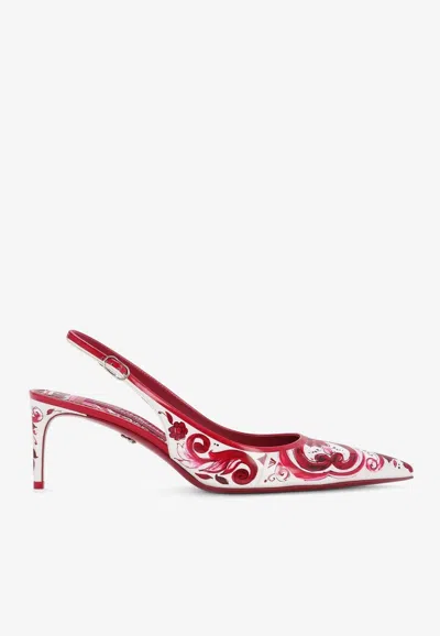 Dolce & Gabbana Lollo 60 Majolica Print Slingback Pumps In Multicolor