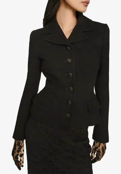 Dolce & Gabbana Single-breasted Wool Blazer In Black