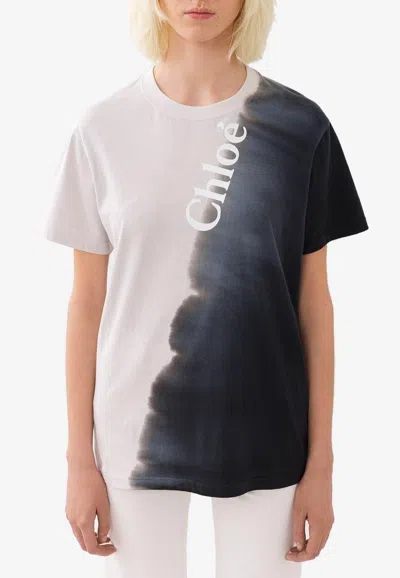 Chloé T-shirt Col Rond Femme Noir Taille L 100% Coton In Monochrome