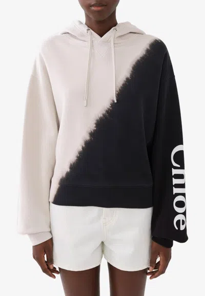 Chloé Logo Dip-dyed Hoodie In Monochrome