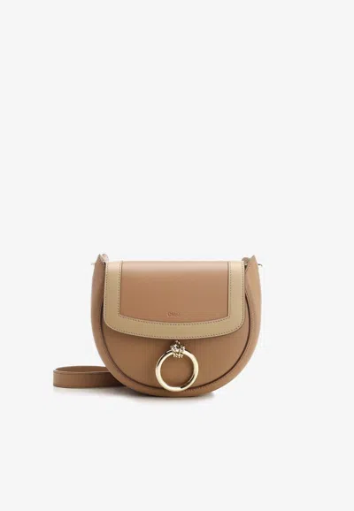 Chloé Chloe Arlene Small Ring Half-moon Crossbody Bag In Beige
