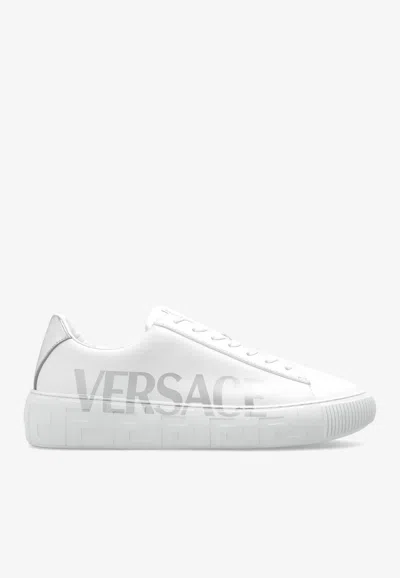 Versace La Greca Logo-print Low-top Sneakers In White