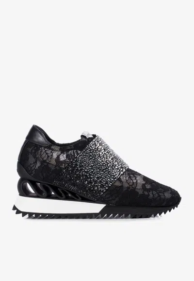 Le Silla Rhinestone Embellished Sneakers In Black