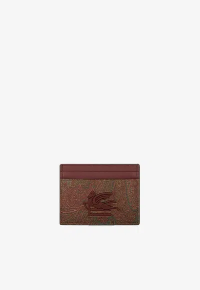 Etro Wallet In Coated Cotton With Embroidered Logo In Multicolor