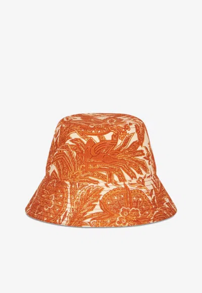 Etro Paisley Print Bucket Hat In Orange