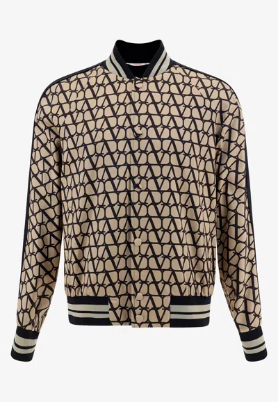 Valentino Toile Iconographe Print Bomber Jacket In Beige