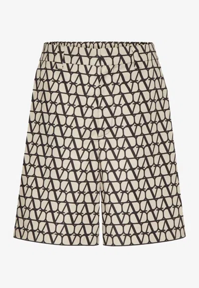 Valentino Toile Iconographe-print Knee-length Shorts In Beige