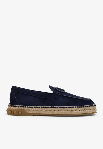 Valentino Leisure Flows Suede Espadrilles In Blue