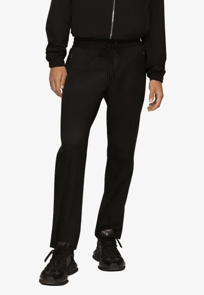 Dolce & Gabbana Logo Drawstring Track Pants In Black