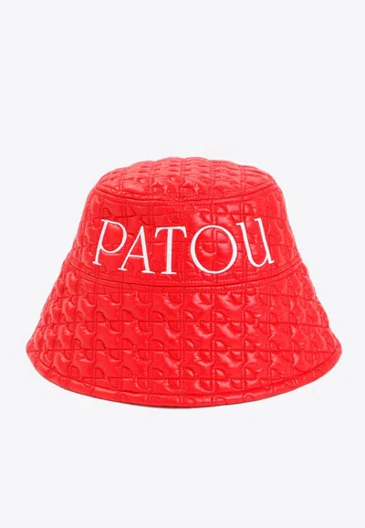 Patou Logo-embroidered Quilted Bucket Hat In Red
