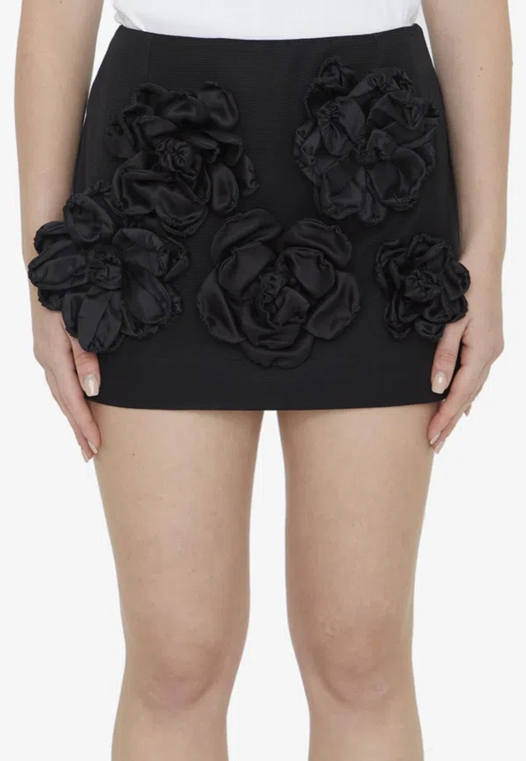 スカート Dolce & Gabbana Ottoman miniskirt with flowers Dolce & Gabbana Ottoman Miniskirt With Flowers In Black