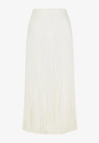 Valentino Iconographe Jacquard Pleated Midi Skirt In Ivory