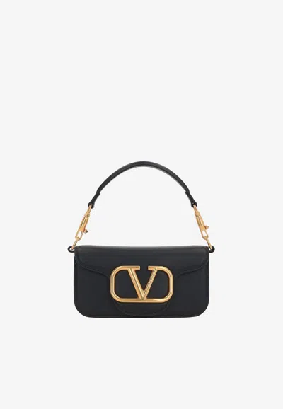 Valentino Vlogo Plaque Chained Shoulder Bag In Black