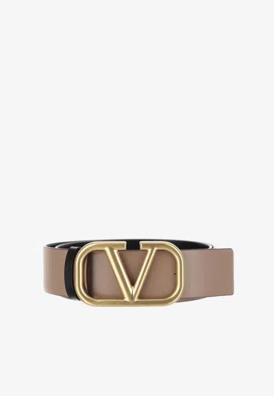 Valentino Signature Vlogo Reversible Belt In Beige