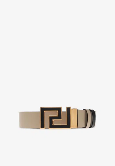 Versace Reversible Greca Leather Belt In Multicolor