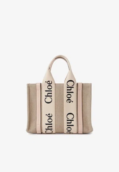 Chloé Small Woody Tote Bag In Natural