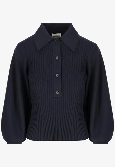 Chloé Ribbed Wool Sweater In Navy