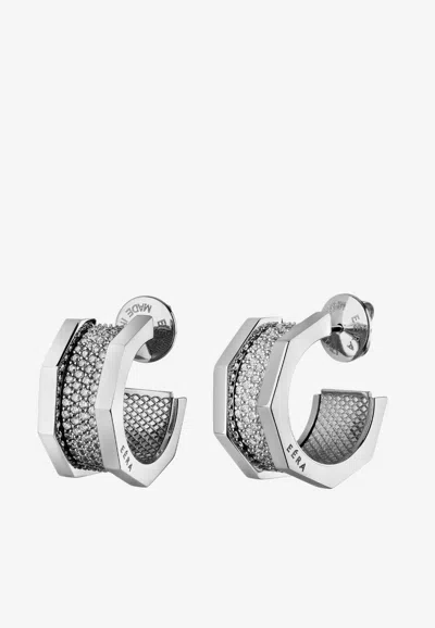 Eéra Tubo Diamond Paved Earrings In 18-karat White Gold In Silver