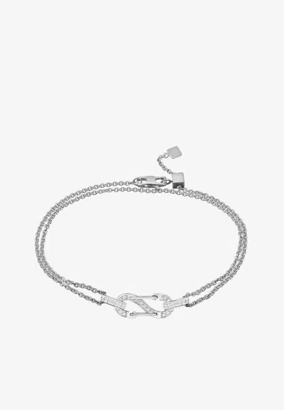 Eéra Romy Double Chain Bracelet In 18-karat White Gold With Diamonds In Silver