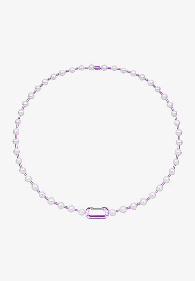 Eéra Small Vita 18-karat White Gold Pearl Necklace In Purple