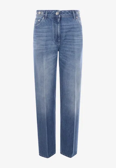 Versace Medusa Straight-leg Jeans In Denim