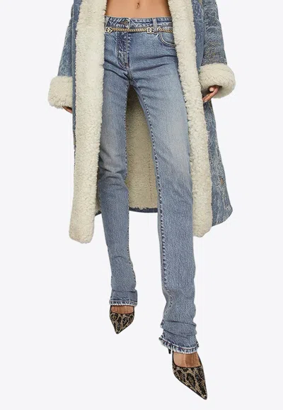 Dolce & Gabbana Logo Plate Bell-bottom Jeans In Blue