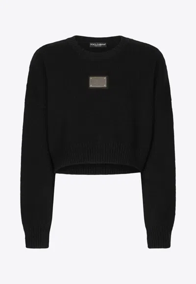 Dolce & Gabbana Wool And Cashmere Round-neck Sweater In Black