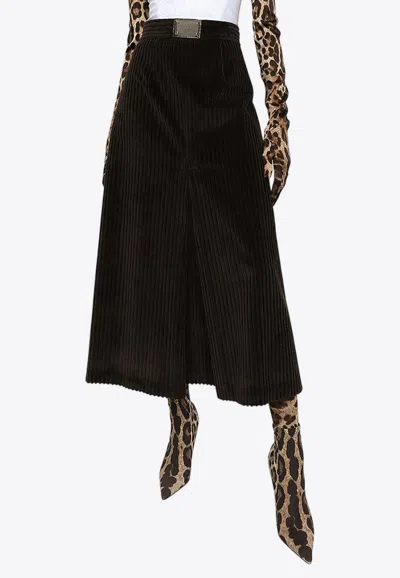 Dolce & Gabbana Midi Skirts In Dark Brown