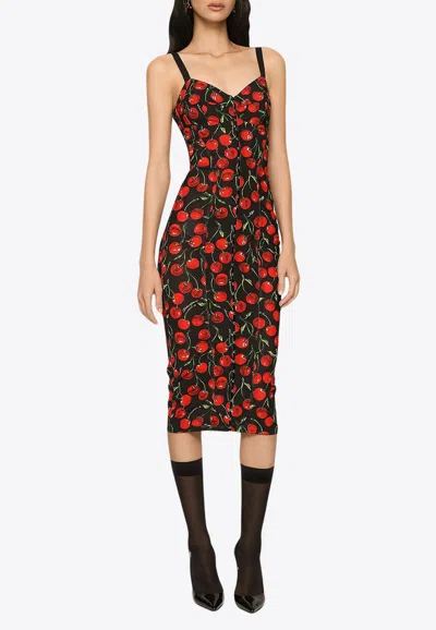 Dolce & Gabbana Stretch Calf-length Corset Dress In Black