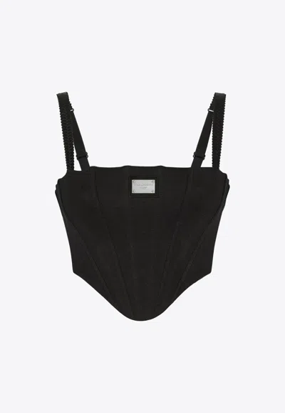 Dolce & Gabbana Square Collar Logo Sling In Black