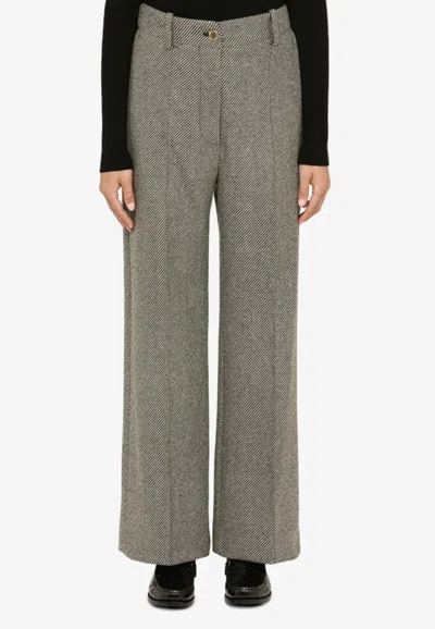Patou Grey Herringbone Regular Trousers In Gray