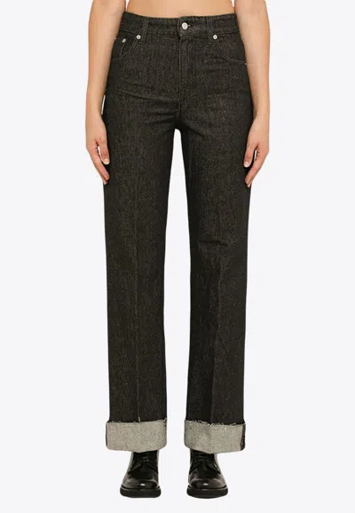 Department Five Logo-patch High-waist Jeans In Black