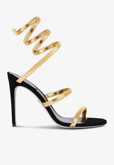 René Caovilla Juniper 105 Suede Sandals In Black
