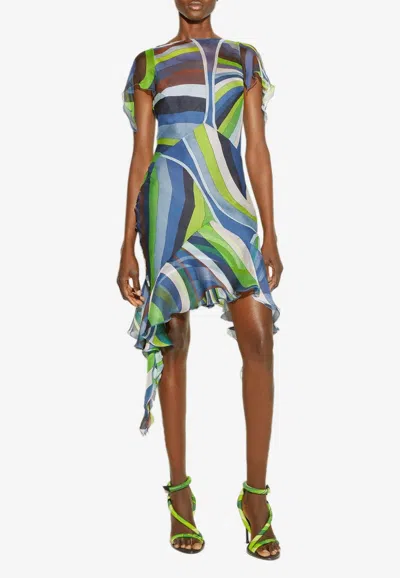 Pucci Iride Printed Silk Chiffon Midi Dress In Multicolor