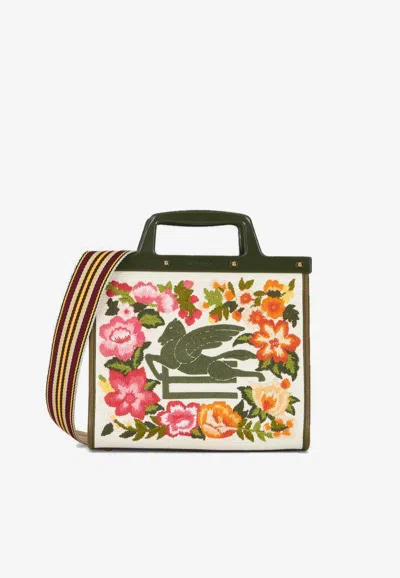 Etro Small Love Trotter Floral Tote Bag In Multicolor