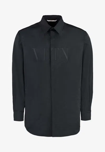 Valentino Vltn Overshirt In Tech Fabric In Black