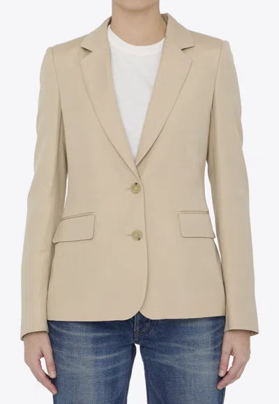 Stella Mccartney Iconic Single Breasted Tailored Blazer In Beige