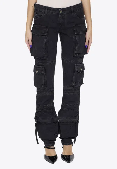 Attico Essie Flared Cargo Pants In Black