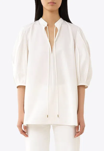 Chloé Puff-sleeve Cotton Blouse In Cream