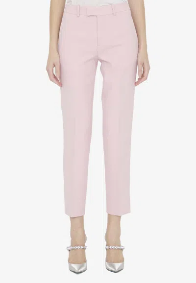 Burberry Wool Cigarette Pants With Pleats In Pink