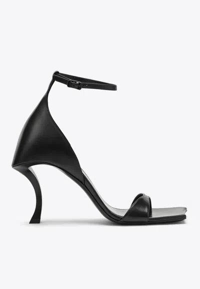 Balenciaga Squared Toe Huorg Leather Sandals 11cm In Black