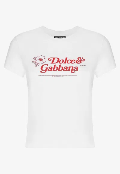 Dolce & Gabbana Jersey T-shirt With Dolce&gabbana Print In White