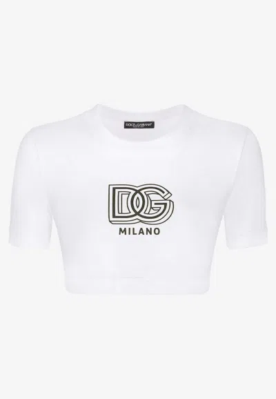 Dolce & Gabbana Logo-print Cotton-blend T-shirt In White