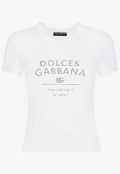 Dolce & Gabbana Logo Lettering-print Crewneck T-shirt In White