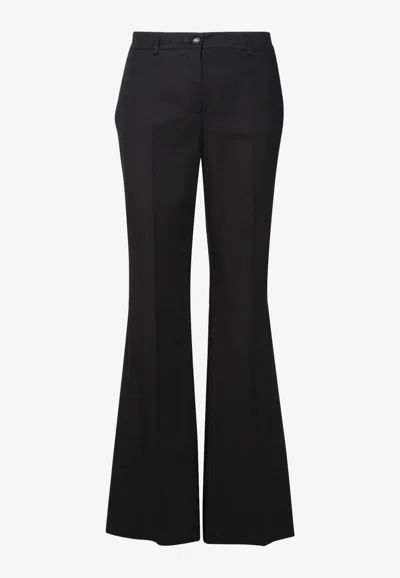 Dolce & Gabbana Flared Pleat-front Pants In Black