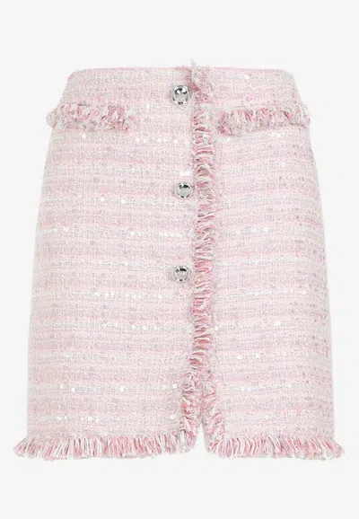 Giambattista Valli Boucle Mini Skirt Sequin Embellishments In Pink