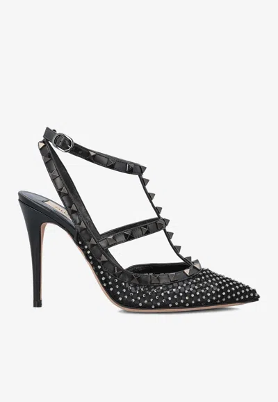 Valentino 65mm Rockstud Mesh Heels In Black