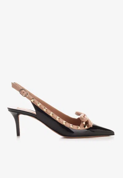 Valentino Garavani Rockstud Bow Slingback Pump In Black