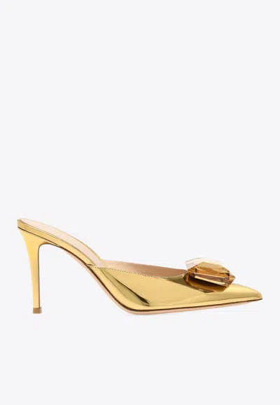 Gianvito Rossi Jaipur 85mm Metallic Mules In Gold