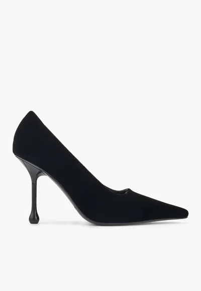 Jimmy Choo Ixia 80 Leather Dã©col In Black